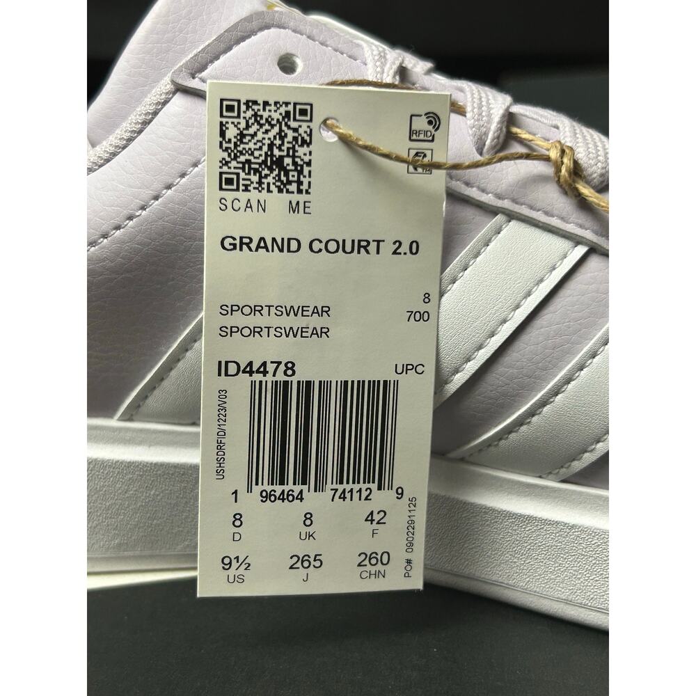 adidas Grand Court 2.0 Womens Silver Dawn / $75 Retail! / Size 9.5 / Brand New!! - Picture 7 of 9